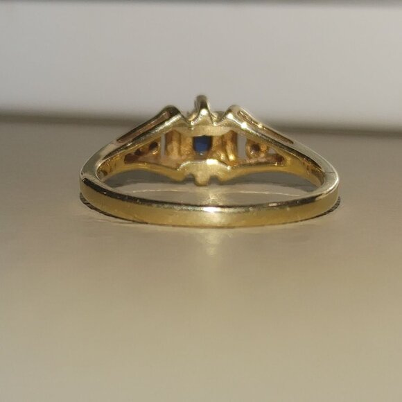 Vintage 1950 Stylecrest 14K Yellow Gold Ring Blue Sapphire Diamond Size 5.5 READ - Picture 5 of 16